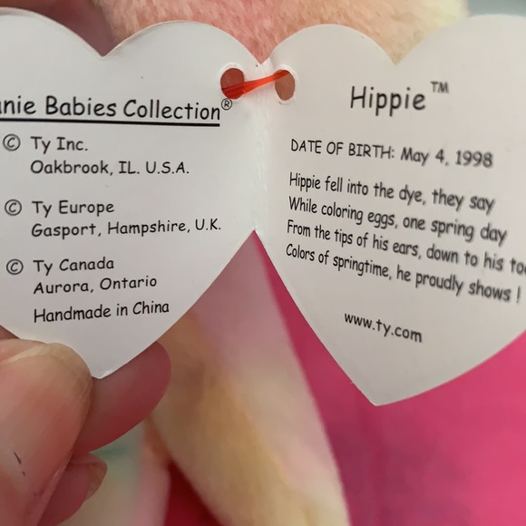 Ty Beanie Baby Retired Hippie Rainbow Rabbit - Picture 4 of 8